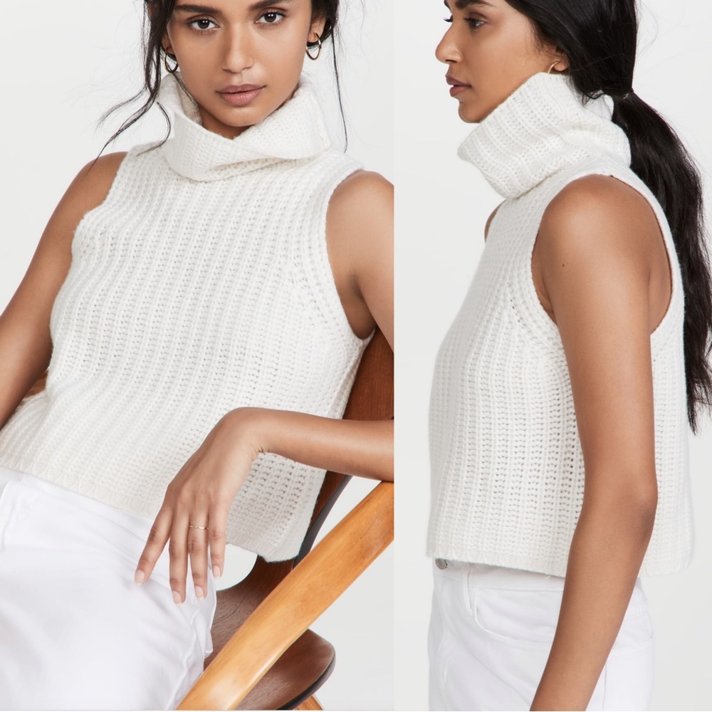Sablyn White Sleeveless Knit Turtleneck Top - Picture 2 of 13